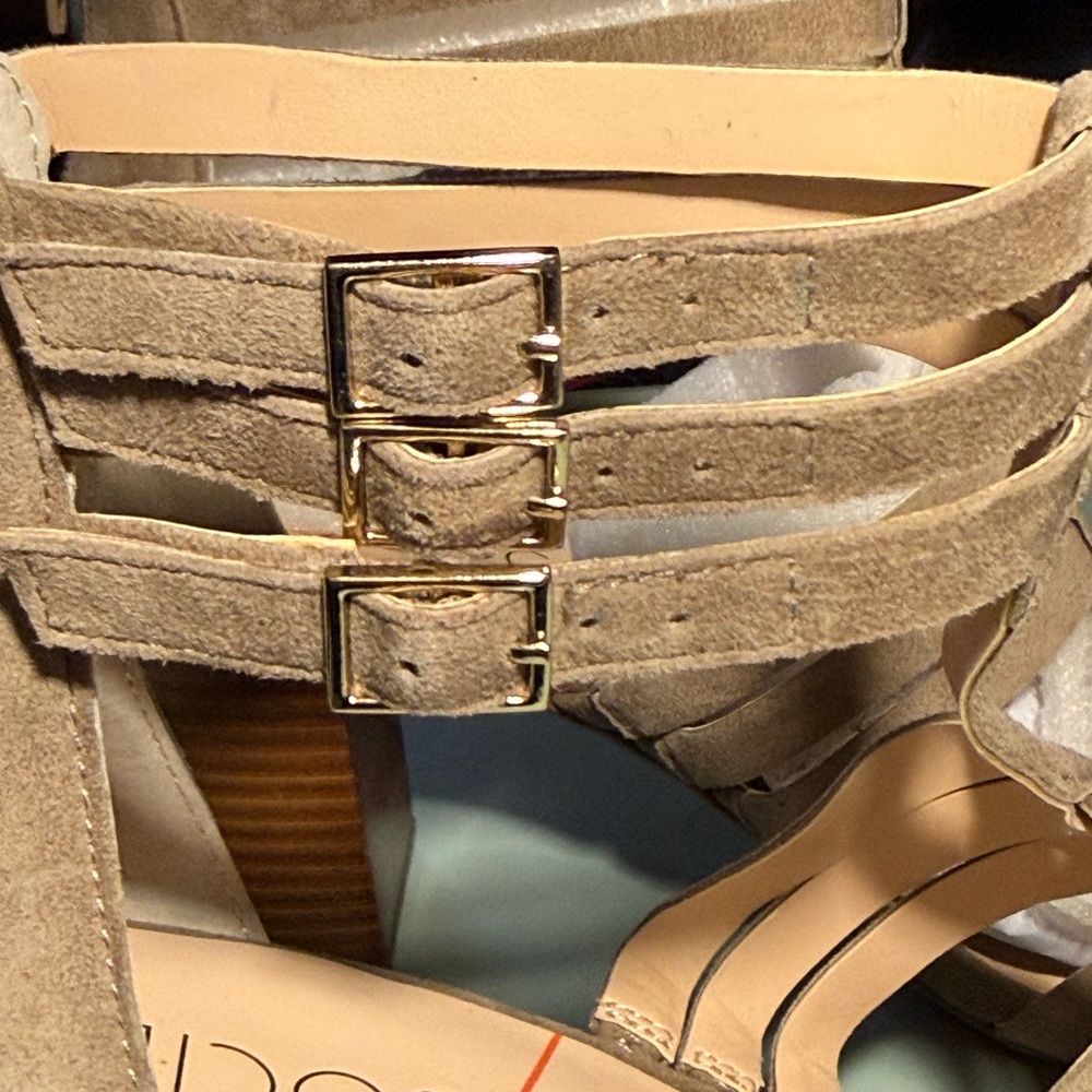 Sole Society Taupe Strappy Block Heel Sandals - Picture 7 of 9
